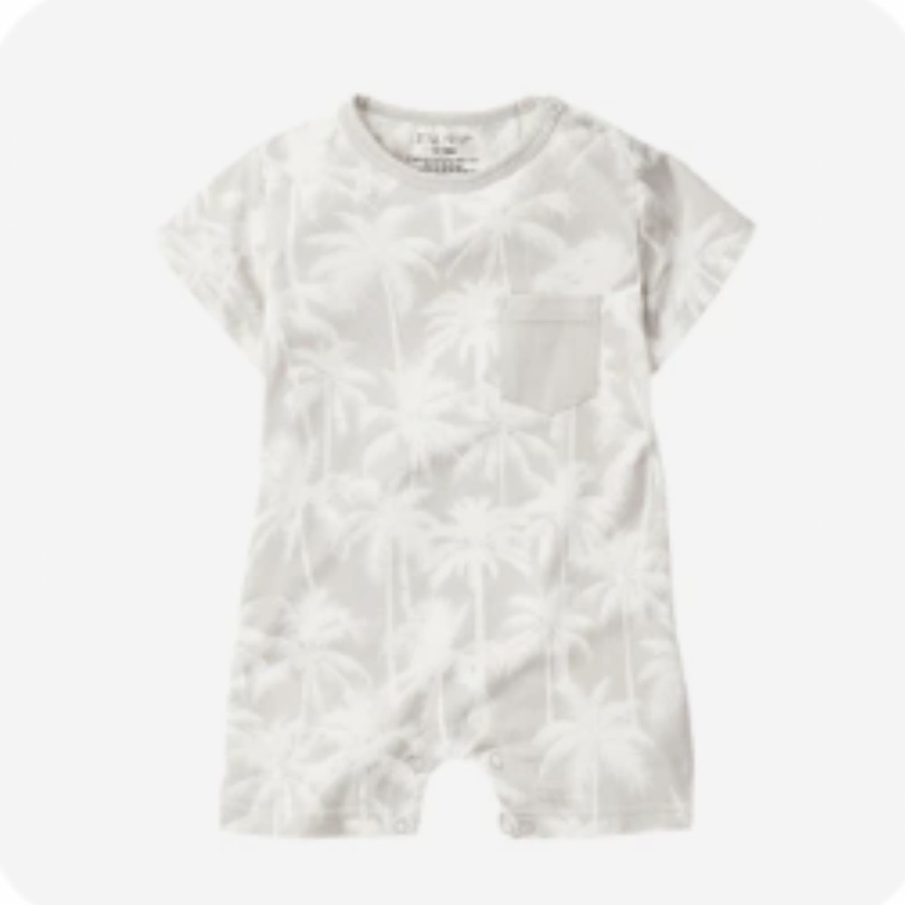 Little Bipsy Palm Print Shortie Romper Frost Size 18-24 Months New NWT
